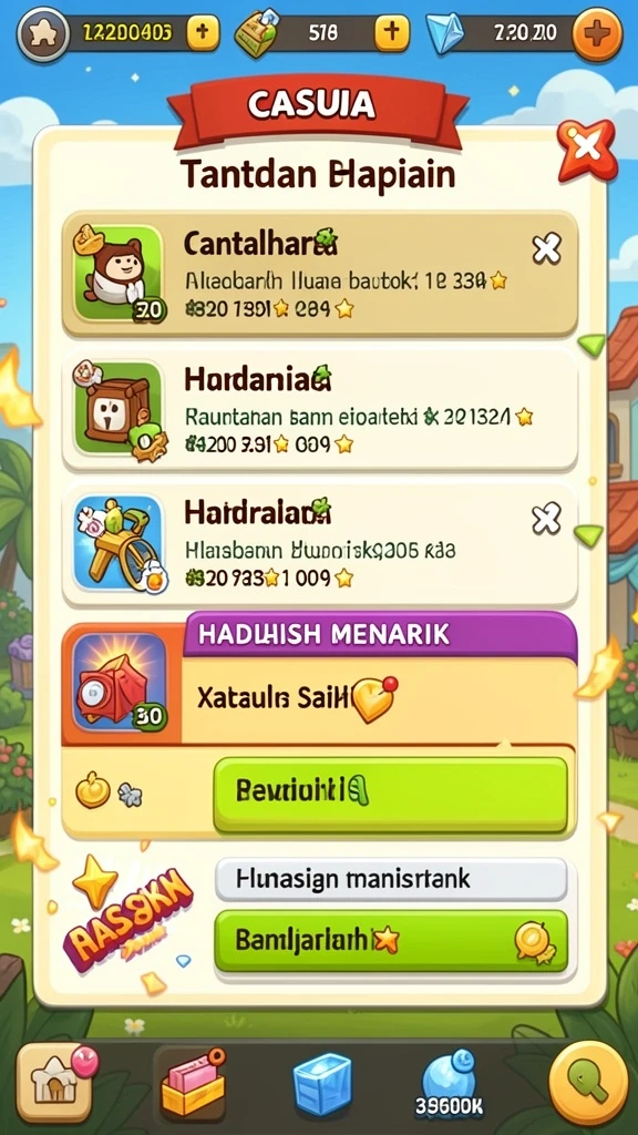 Menu promosi dengan bonus menarik untuk pengguna.